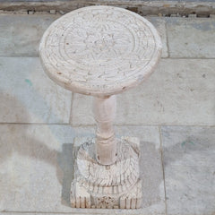 Indian Furniture Hand Carved Solid Wood Side Table 30X30X66 Cm
