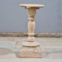 Indian Furniture Hand Carved Solid Wood Side Table 26X26X50 Cm