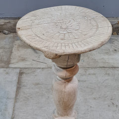 Indian Furniture Hand Carved Solid Wood Side Table 26X26X50 Cm