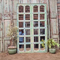 Indian Hand Carved Solid Wooden Glass Door 102X10X167 cm