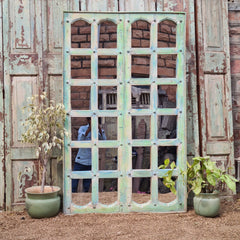 Indian Hand Carved Solid Wooden Glass Door 102X10X167 cm