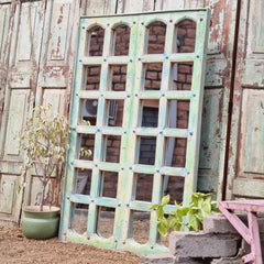 Indian Hand Carved Solid Wooden Glass Door 102X10X167 cm