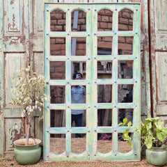 Indian Hand Carved Solid Wooden Glass Door 102X10X167 cm