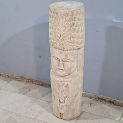 Indian Hand Carved Wooden Decor Buddha Statue 33X33X125 cm