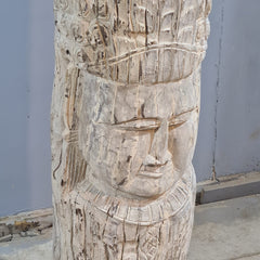 Indian Hand Carved Wooden Decor Buddha Statue 33X33X125 cm
