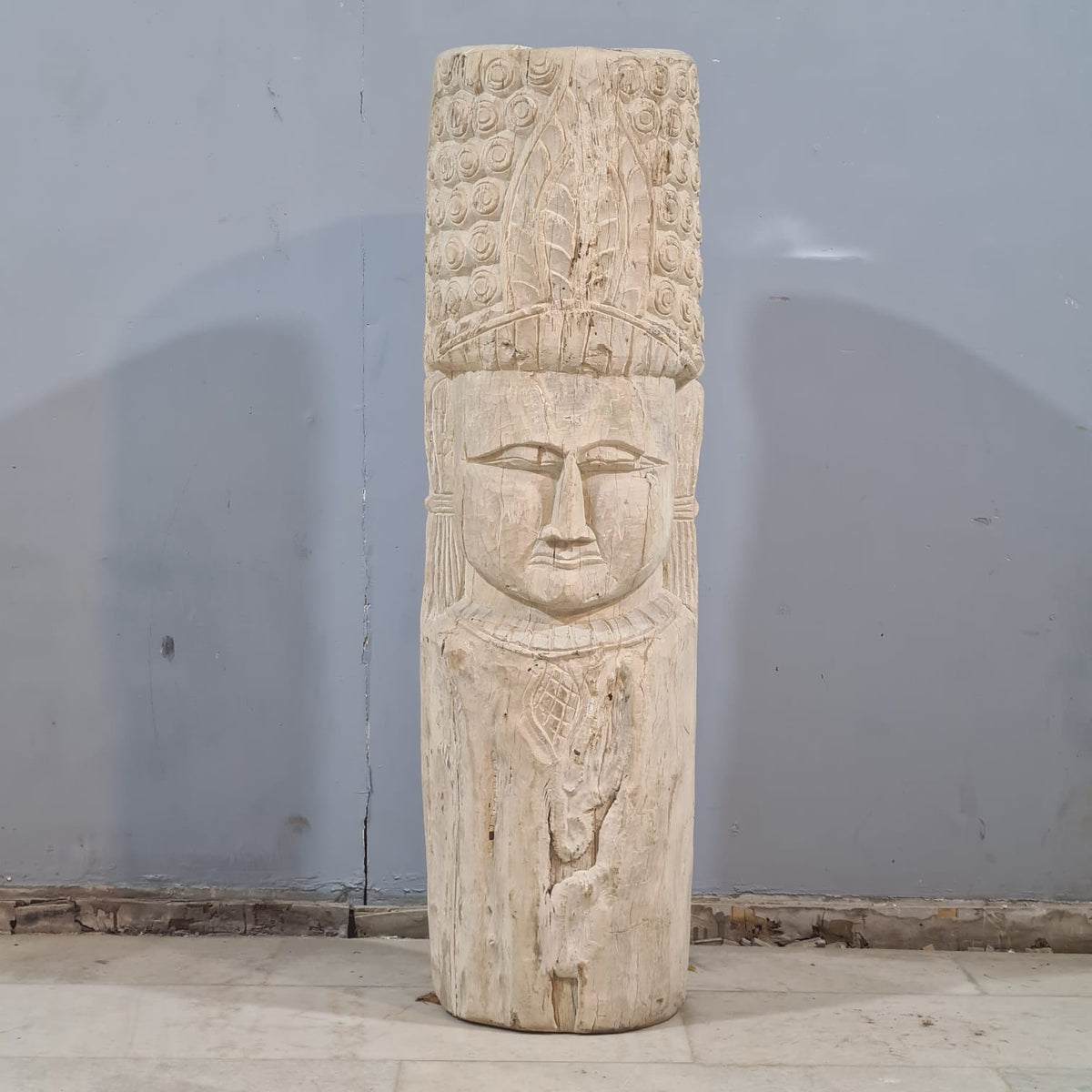 Indian Hand Carved Wooden Decor Buddha Statue 33X33X125 cm