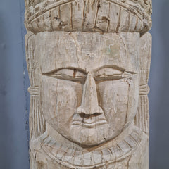 Indian Hand Carved Wooden Decor Buddha Statue 33X33X125 cm