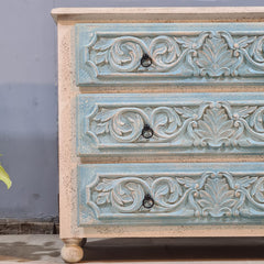 Hand Carved Solid Wood Chest of Drawer 114X45X90 cm