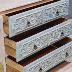 Hand Carved Solid Wood Chest of Drawer 114X45X90 cm
