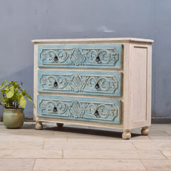 Hand Carved Solid Wood Chest of Drawer 114X45X90 cm