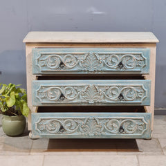 Hand Carved Solid Wood Chest of Drawer 114X45X90 cm