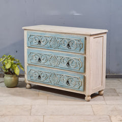 Hand Carved Solid Wood Chest of Drawer 114X45X90 cm
