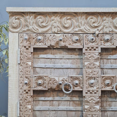 Indian Hand Carved Brass Fitted Solid Wood Cabinet 115X45X100 Cm