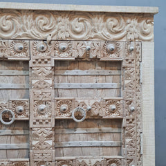 Indian Hand Carved Brass Fitted Solid Wood Cabinet 115X45X100 Cm