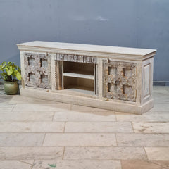 Indian Hand Carved Solid Hard Wood TV Unit 190X45X75 cm