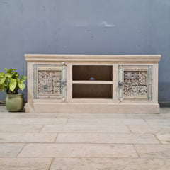 Indian Hand Carved Solid Hard Wood TV Unit 150X45X65 cm