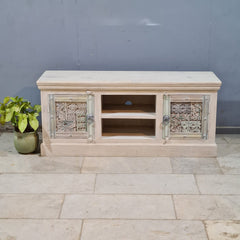 Indian Hand Carved Solid Hard Wood TV Unit 150X45X65 cm