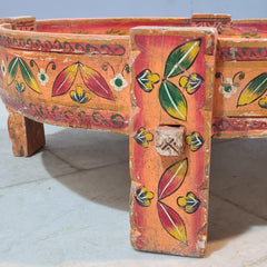 Hand Painted Solid Wood Chakki Grinder Coffee Table 70X70X26 cm