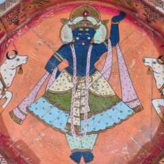 Hand Painted Solid Wood Chakki Grinder Coffee Table 70X70X26 cm