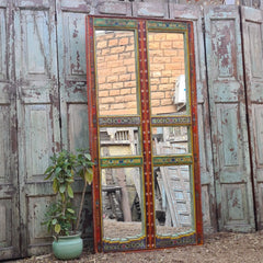 Indian Hand Painted Solid Wooden Mirror Door 89X5X185 cm