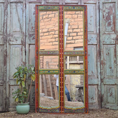 Indian Hand Painted Solid Wooden Mirror Door 89X5X185 cm