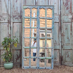 Indian Hand Painted Solid Wooden Mirror Door 78X6X158 cm