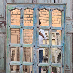 Indian Hand Painted Solid Wooden Mirror Door 78X6X158 cm