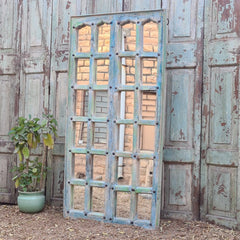 Indian Hand Painted Solid Wooden Mirror Door 78X6X158 cm