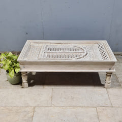Hand Carved Vintage Door Style Solid Wood Coffee Table 129x73x45 Cm