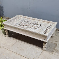 Hand Carved Vintage Door Style Solid Wood Coffee Table 129x73x45 Cm