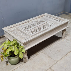 Hand Carved Vintage Door Style Solid Wood Coffee Table 129x73x45 Cm