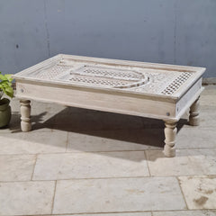 Hand Carved Vintage Door Style Solid Wood Coffee Table 129x73x45 Cm