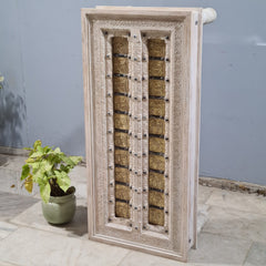 Hand Carved Vintage Door Style Brass Fitted Solid Wood Coffee Table 132X60X45 Cm