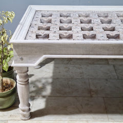 Hand Carved Vintage Door Style Solid Wood Dining Table 193X113X80 Cm