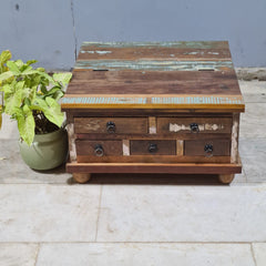 Hand Carved Solid Wood Storage Coffee Table 70X68X38 Cm
