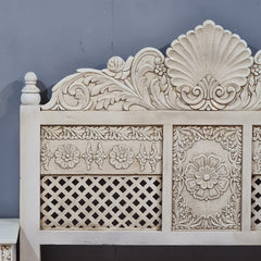 Indian Hand Carved Solid Wood Queen Bed