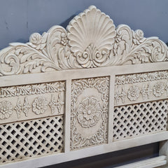 Indian Hand Carved Solid Wood Queen Bed