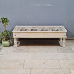 Hand Carved Vintage Door Style Solid Wood Coffee Table