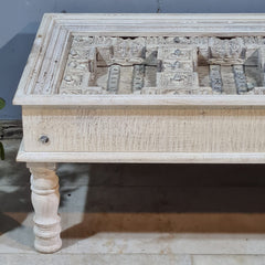 Hand Carved Vintage Door Style Solid Wood Coffee Table