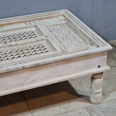 Hand Carved Vintage Door Style Solid Wood Coffee Table