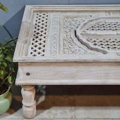 Hand Carved Vintage Door Style Solid Wood Coffee Table