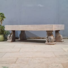 Hand Carved Vintage Door Style Solid Wood Coffee Table