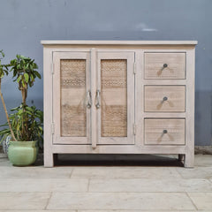 Handmade Solid Hard Wood Carved Sideboard White