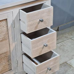Handmade Solid Hard Wood Carved Sideboard White
