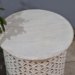 Bristol Bamileke Hand Carved Indian Solid Wood Round Coffee Table Set
