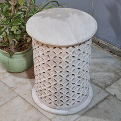 Bristol Bamileke Hand Carved Indian Solid Wood Round Coffee Table Set
