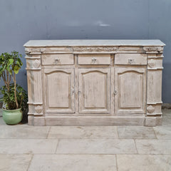 Handmade Solid Hard Wood Carved Sideboard White