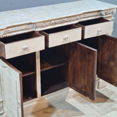 Handmade Solid Hard Wood Carved Sideboard White