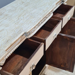 Handmade Solid Hard Wood Carved Sideboard White