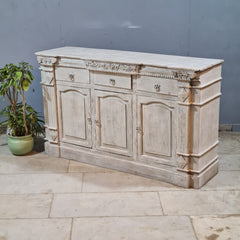 Handmade Solid Hard Wood Carved Sideboard White